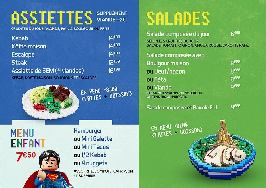 carte des assiettes et salades